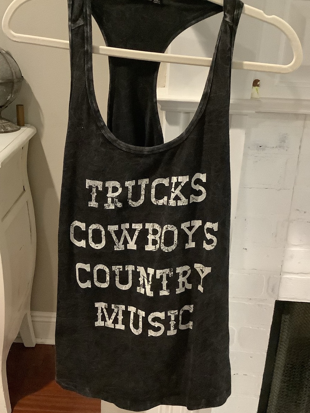 Popular Basics Black Racerback Tank Top, Trucks, Cowboys, Country Music